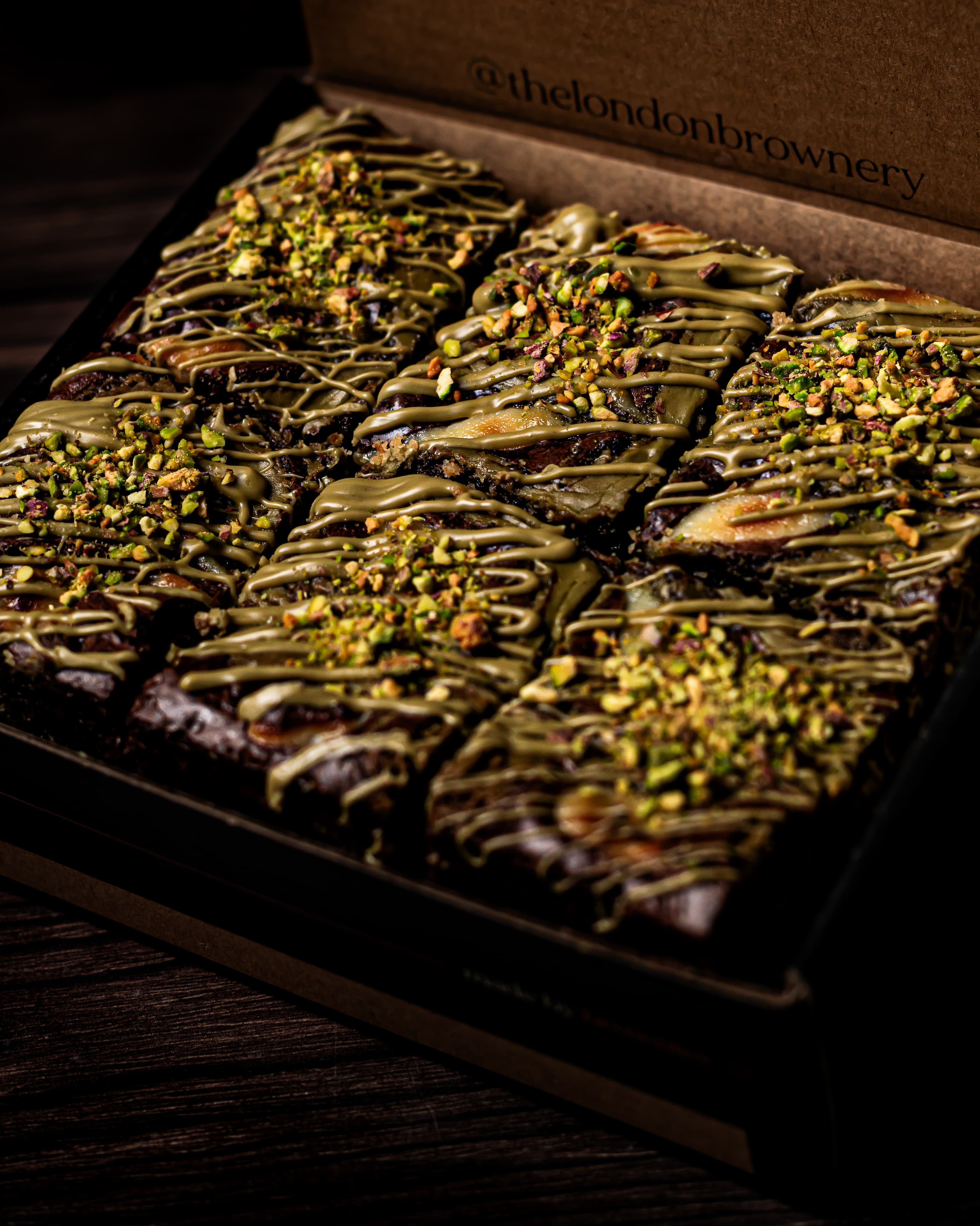 box of 6 pistachio brownies